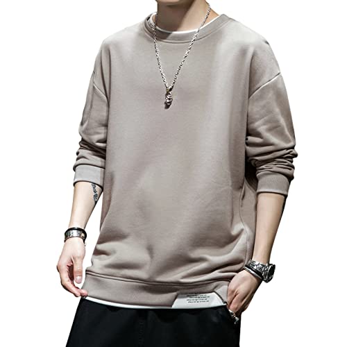 KENAIJING Sweat Homme, Techwear Sweat Shirt à Manches Longues Style de Rue Japonais Harajuku (XL, Gris)