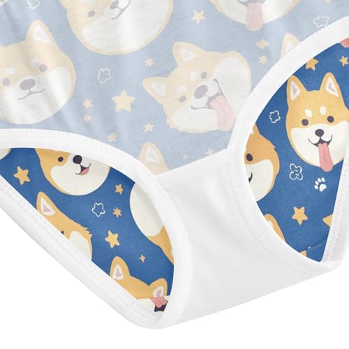 Wusikd Cute Shiba Inu Dog Girls' Underwear Cotton Stars Girls Briefs Soft Toddler Underwear 2T 5