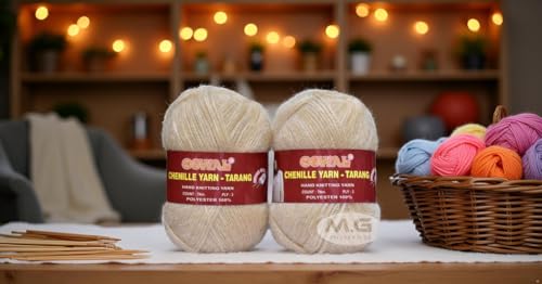 Image of M.G ENTERPRISE Os wal Tarang Knitting Wool Yarn, Soft Fancy Feather Wool Ball Light Skin 400 gm Best Used with Knitting Needles, Soft Fancy Wool Crochet NeedlesWool Yarn for Knitting.