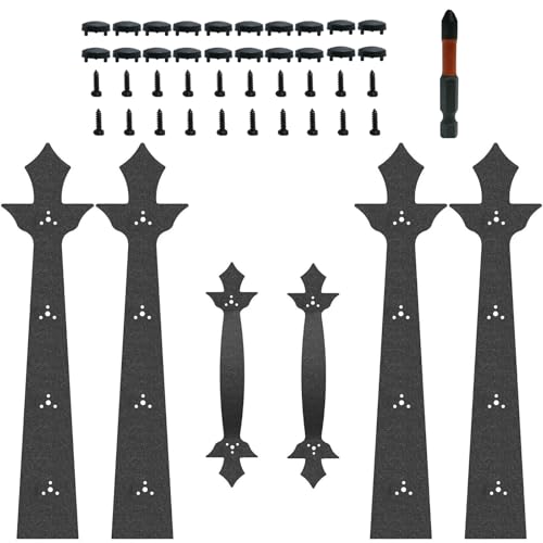 Screw in Garage Door Decorative Hardware,Faux Garage Door Accents, Garage Door Decorative Hinges & Handles with Screw Mounted (Black, 6Pack) - image 1