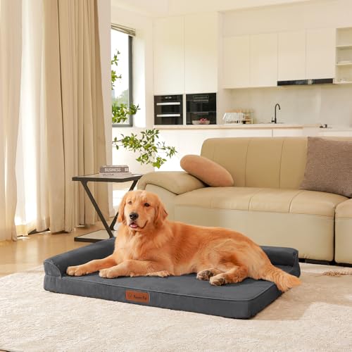 Image of Rainmr Microsuede Dog Bed for Small & Medium Dogs - Orthopedic Dog Bed with Removable Washable Cover, Memory Foam Pet Bed Mat, 44x32 Inches, Dark Grey