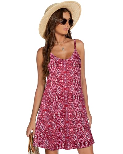Image of elescat Womens Summer Dresses Spaghetti Strap V Neck Casual Sleeveless Sundress Beach Cover Ups with Pockets 2026