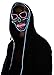 Neon Nightlife Light Up Skull Mask, Scary Skeleton Death Mask, Halloween LED Grim Reaper Costume, Blue & Pink
