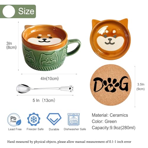 Süß Keramik Lustige Tassen mit Deckel, Hund Tier Kaffee Teetassen Set, Personalisiert Kaffeetassen Geschenk für Weihnachtstag, Frauen, Mädchen, Freundin, Katzenliebhaber, Kinder, Geburtstagsgeschenk