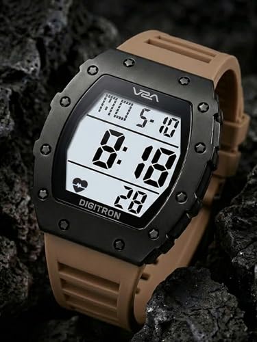 Image of V2A Digitron 2118 Tonneau Sports Watch for Men & Boys | Rugged Design | Big Dial | Alarm, Stopwatch, 12 /24H | 3 ATM Water Resistant | Luminous Display | Sports, Fitness, Outdoor & Training | Gifts for Men & Boy