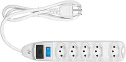 Filtro de Linha Multi com 5 Tomadas, Cabo de 1,2m e Proteção Contra Sobretensão Branco - WI300