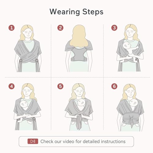 Image of Momcozy Baby Wrap Carrier, Easy-On 2-Piece Design, Newborn to 15.8 kg | Easy On Like a T-Shirt, XXS-XXL Adjustable Fit, IHDI Hip-Healthy, Lightweight Hands-Free Comfort Baby Sling Carrier, Grey