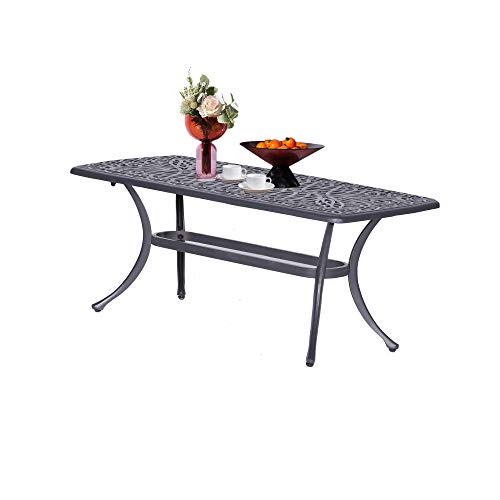 Ipatio Athens Cast Aluminum Patio Table For Indoor/Outdoor - Casual Low Raised Rectangular Patio Coffee Table #TOP4