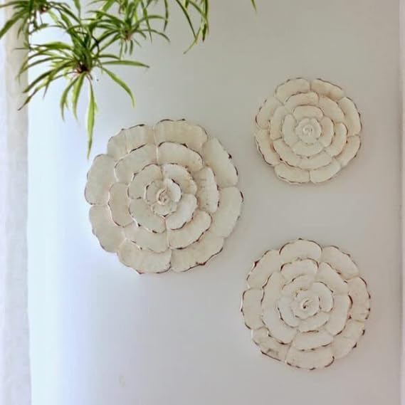 VAS Collection Home Decorative Wooden Wall Panel Decor for Living Room, Bedroom, Hallway, Office, (SET OF 3) White Antique