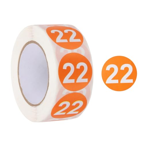 Autocollants ronds numéro 22 orange et blanc pastilles codage couleur pour inventaire