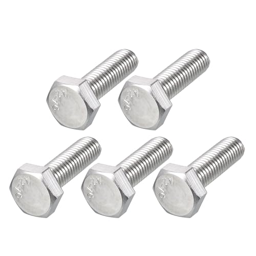 METALLIXITY Hex Bolts (M10-1.5x30mm) 5Pcs, 304 Stainless Steel Coarse Fully Threaded Hex Head Screw Bolt Machine Screws