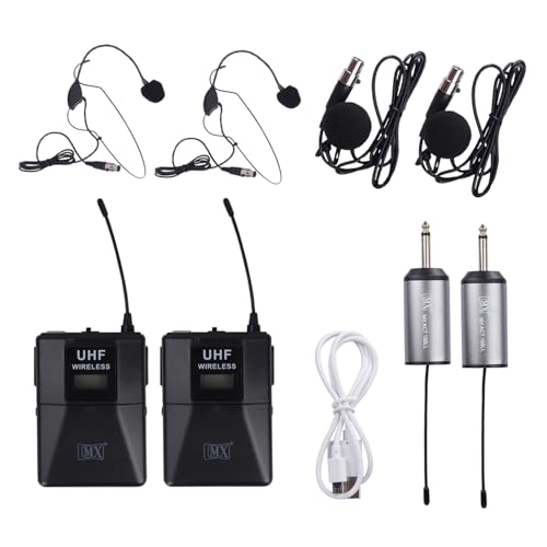 Image of MX Professional UHF Wireless Cordless Microphones with 2 Body Pack Transmitter MICS and 2 Variable Frequency Receiver for Podcast Conference Vlogging Church Interview Teaching