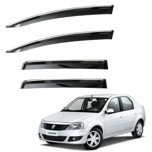 Image of CAR SAAZ Non-Breakable Smoke Door Visor for Logan (2001-2011)| Sun, Rain Wind Deflector | Strip Side Door Rain Visor - Set of 4 Pcs