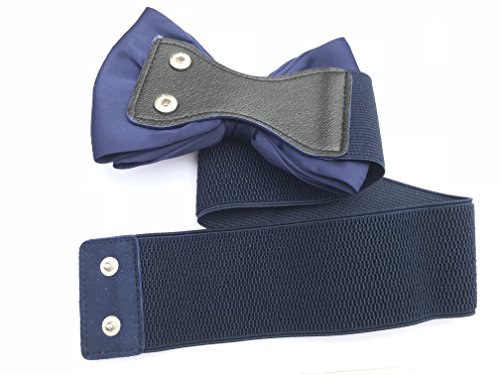 Elastic Stretch Corset Waist Belts Wide Bow-Knot Dress for Womens/Girls (Dark Blue)3