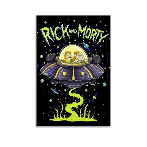 RISUANHENM Póster artístico de anime de Rick And Morty In The Space para decoración de habitación, lienzo estético para decoración de dormitorio, 30 x 45 cm, estilo sin marco