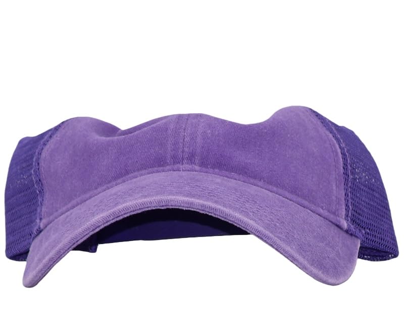 Image of Washed Cotton Trucker Hat, Soft Mesh Baseball Cap with Adjustable Snapback