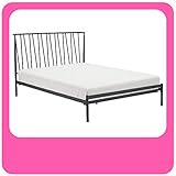 Adore Decor Stella Platform Metal Bed Frame with Curved Metal Headboard, Wood Slats Support, No Spring Box Needed, Queen Size, Black