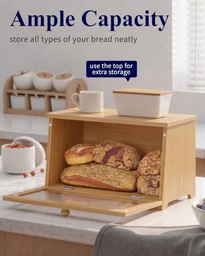 Kitsure-Wooden-Bread-Box-for-Kitchen-Countertop-1-Tier-Bamboo-Large-Capacity-Kitchen-Countertop-Organizer-Stylish-Bread-Storage-with-Window-Multi-functional-Container