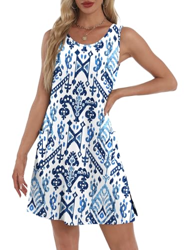 Image of BKRIVE Coverup Summer Dresses for Women 2026 Eyelet Casual Loose Sleeveless Sundresses Tank Dresses with Pockets