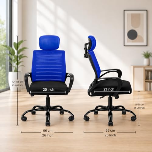 Image of HIGHLIVING Ergonomic Office Chair | Adjustable Headrest | 120 Tilt | Breathable Mesh Back | Moulded Foam Seat | Class 4 Gas Lift | Metal Base | High Back Computer Chair for Home & Office
