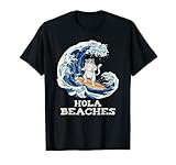 Katzenstrände lustige japanische Hola Katze Surfen T-Shirt