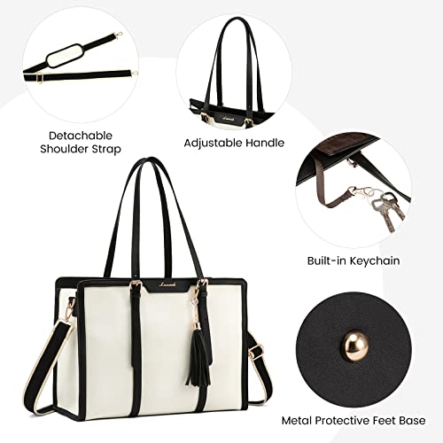LOVEVOOK Laptop Tote Bag for Women,Canvas Work Bag, Waterproof Business Teacher Bag,Large Computer Handbag Purse Briefcase,Office Gifts for Women by LOVEVOOK - Image 6