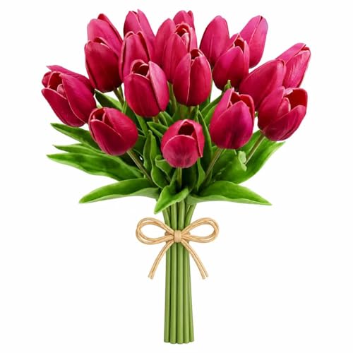 Image of Mandy's 20pcs Artificial Hot Pink Tulips