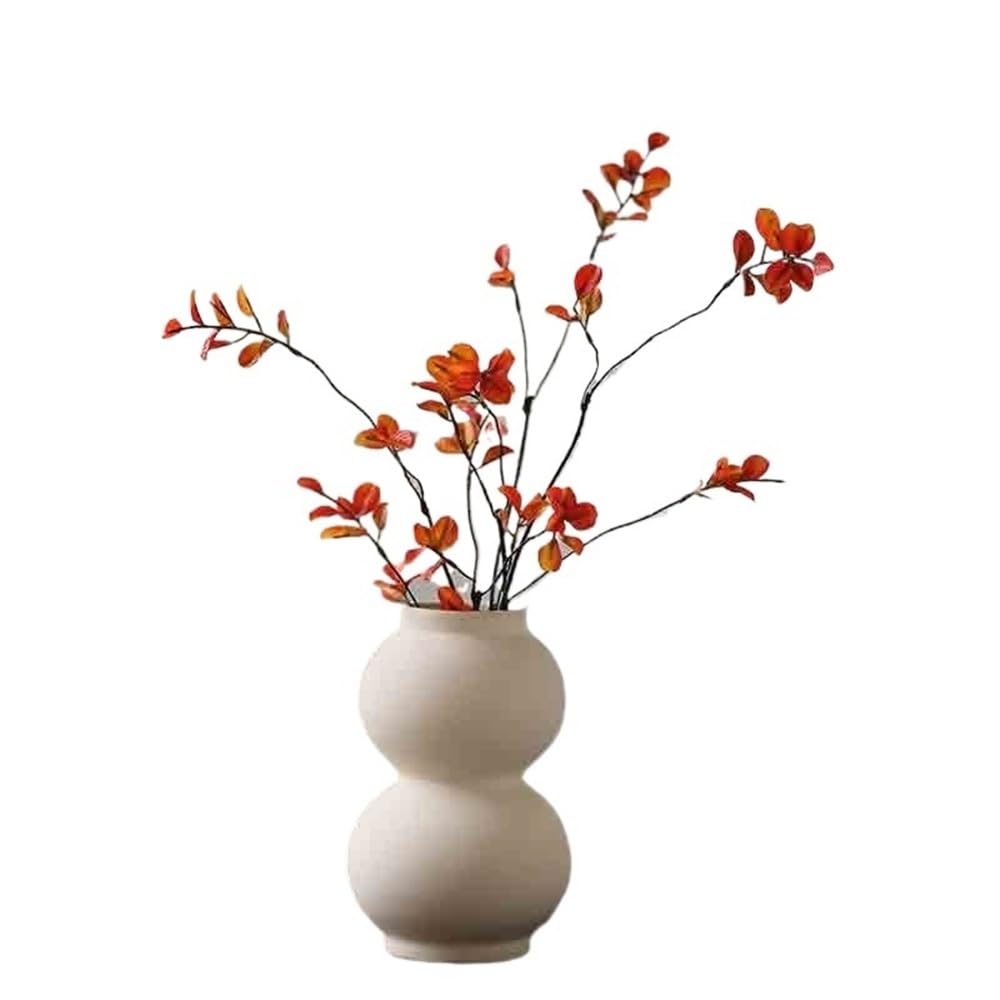 Ready Arranged Flowers in Vase Simulation Maple Leaf Fake Flower Arrangement Table Decoration Ceramic Vase