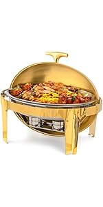 Amazon.com: ROVSUN 9QT 3 Pack Roll Top Chafing Dish Buffet Set ...