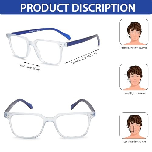 Image of CRIBA Stylish Blue Cut Reading Glass Power From +0.25+0.50+0.75+1.00+1.25+1.50+1.75+2.00+2.25+2.50+2.75+3.00+350+4.00 Single Vision-M