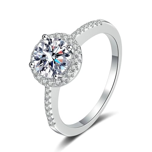 Moissanite ronde sur bague vintage en argent 925, le cadeau idéal