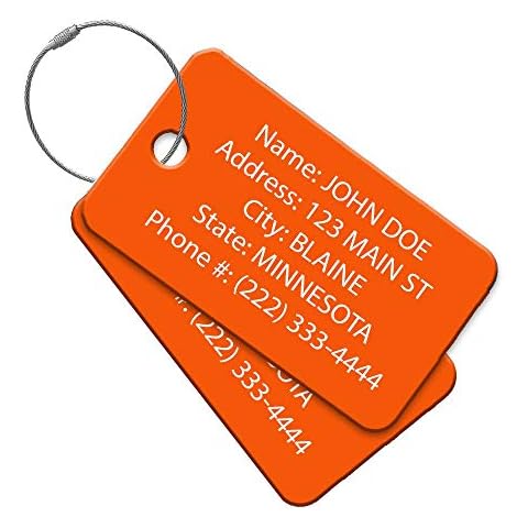 High Visibility Multi Pack Customized Tavel ID Tag - Luggage Tag - Golf Bag ID - Personalized ID Travel Tag - Imprinted Luggage Tag - Luggage, Bikes, Sport Equipment and More. (4) Cover