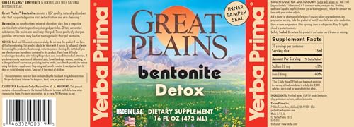 Yerba Prima Bentonite, Detox Pint, 16 Ounce - Liquid Clay Supplement - Food Grade - Natural Internal Cleanse
