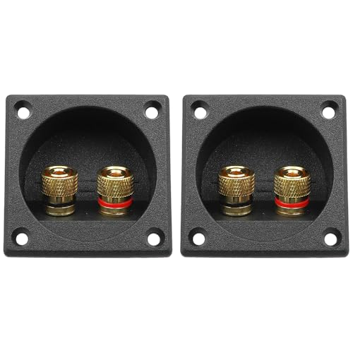 Hsthe Sea 2pcs Square 2 Way Speaker Box Terminal Cup, Speaker Junction Box with Banana Connector for DIY Home Car Stereo Speaker