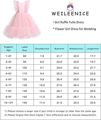 Weileenice Light Pink Flower Girl Princess Dress Ruffle Tulle Beads Little Girls Bridesmaid Party Pageant Ceremony Prom Formal Ball Gown 5 6 Toddler Wedding Birthday Evening Fancy Tutu Dresses Peach #TOP1