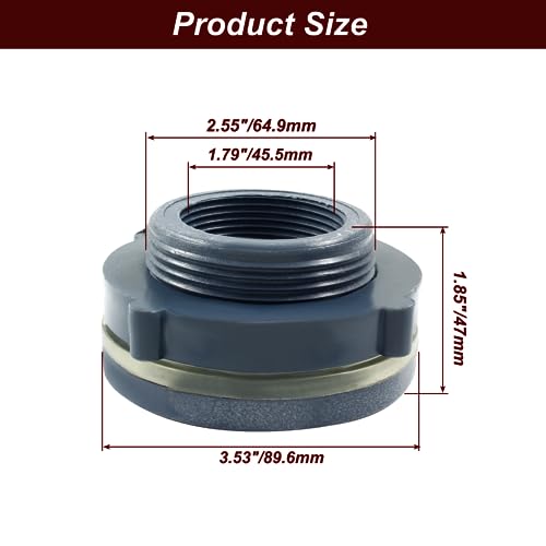 Image of 1pc NPT1 1 /2 PVC Bulkhead Fitting, 1 1 /2 Inch Plastic Water Tank Connector Threaded Thru-Bulk Pipe Fittings for Rain Barrels, Aquariums, Bucket Hose Adapter, Ponds, Pools