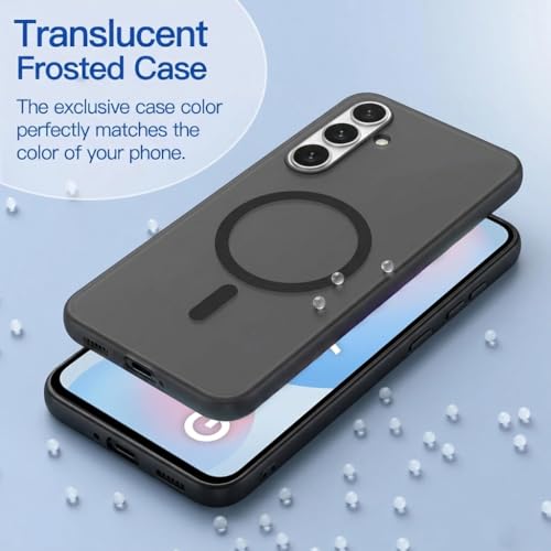 Image of DIZORO Matte Case for Samsung Galaxy S24 Fe Compatible with MagSafe, Camera Lens Full Protection, Shockproof Translucent Frosted TPU Soft Phone Cover, Anti-Fingerprint (Black)