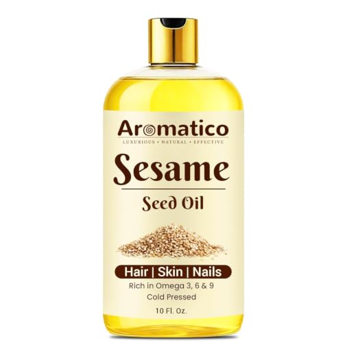 Image of AROMATICO Sesame Oil for Massage - Ayurvedic Warm Massage Oil with Cold Pressed Sesame for Muscle Relaxation & Daily Abhyanga | 300ml