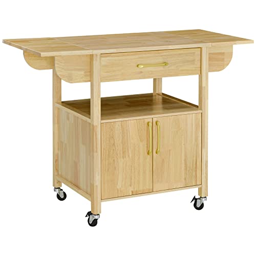 Oslghy Küchenwagen Mit Ausklappbarer Platte - 120x40-65cm Servierwagen Mit 5 Schubladen