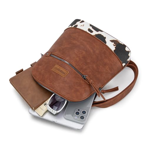 Image of Montana West Wrangler Backpack Purse for Women Mini Backpack Purse Cute Ladies Bookbag Travel Work Daypacks Bags WG-BG-186-9116-COW-BR