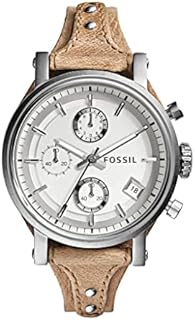 Fossil Damenuhr Original Boyfriend, 38 mm Gehäusegröße, Quarz-Chronographenwerk, Lederarmband