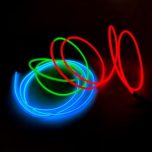 Image of MaxLax EL Wire Mutilcolor, 2M Portable Battery Pack Neon Light Strip 360 Cuttable Glowing Rope Lights for Parties, Halloween, DIY Decoration
