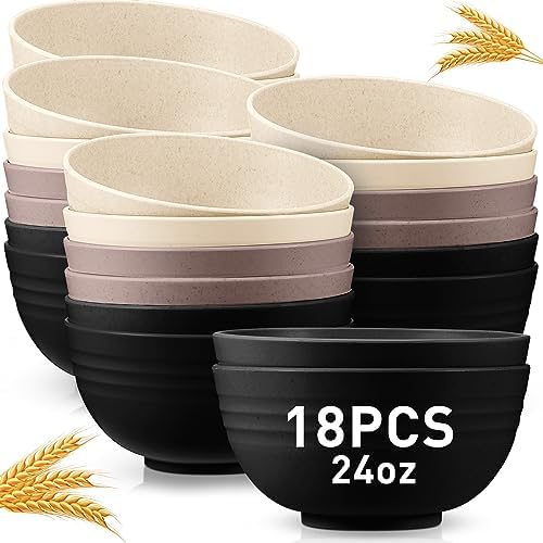 18 Pcs Unbreakable Cereal Bowls 24 Oz Microwave and