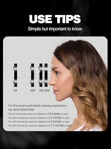 Image of Macaki 5X /20X /40X Magnifying Mirror with Suction Cups and Tweezers Set, 3.5 inches Travel Magnified Makeup Mirror, Black, 3PCS