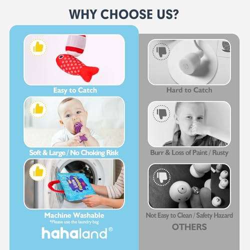 hahaland toddler toys montessori toys for 1 year old boy girl birthday gift - 10 in 1 cloth fishing game christmas toddler gifts 1-3 with stacking cups - number counting color sorting learning