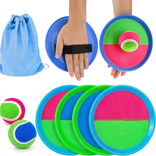 Elfzone Velcro Ball and Catch Game - Sticky Paddles and Balls for Kids, Beach Toys Back Yard Pool Outdoor Lawn Games Backyard Camping