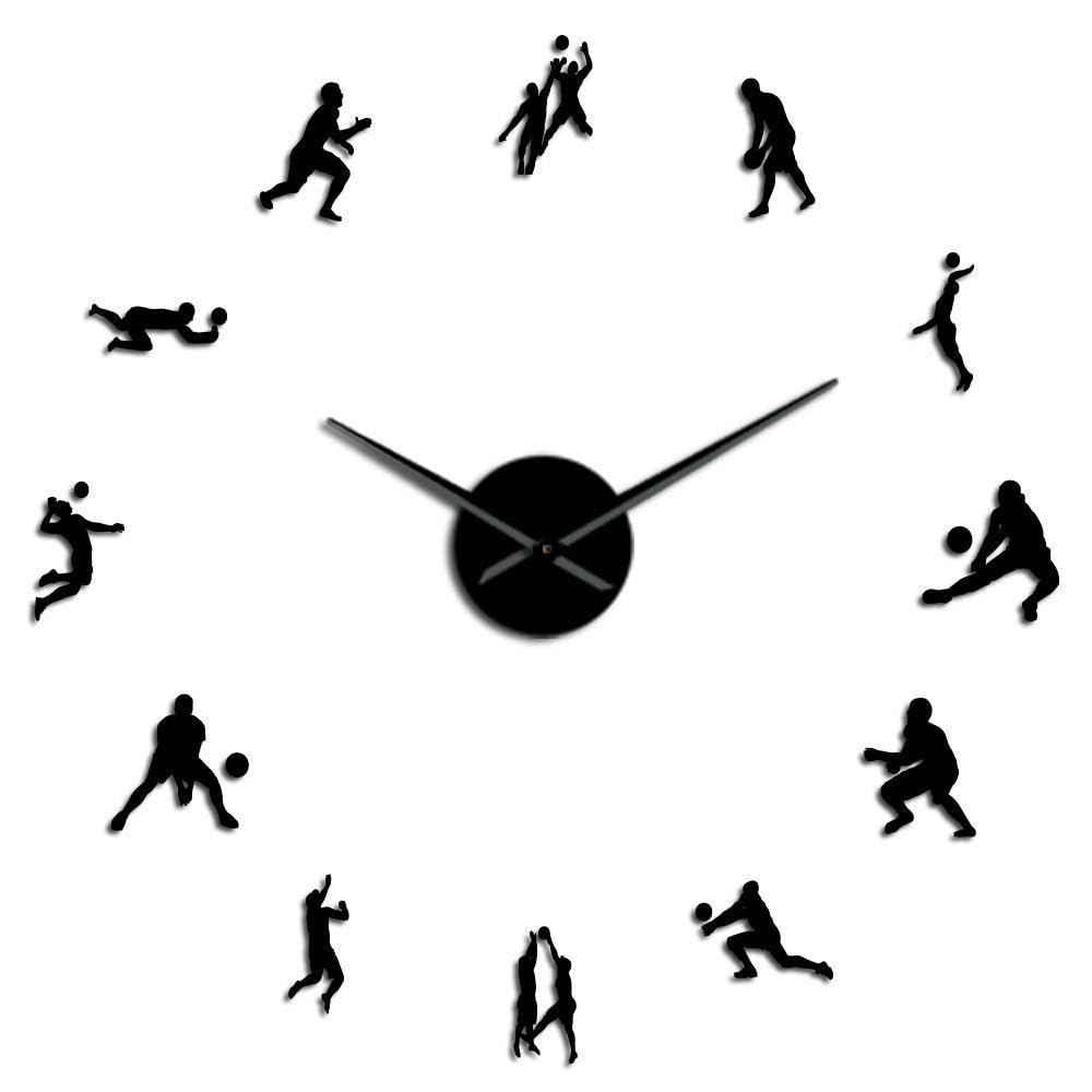 Horloge murale volley-ball dorée pour décorer un salon de passionnés