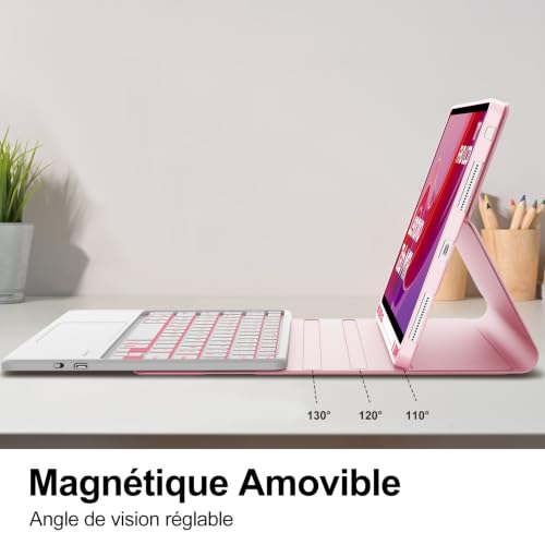 Teclado para Lenovo Tab M11 con panel táctil y funda retroiluminada rosa 7
