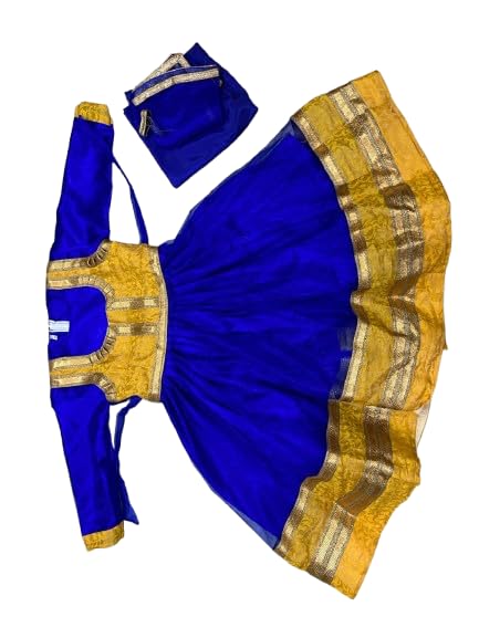 Image of Kathak Dress Costume 6 Meter Flare with Brocade Border Indian Classical Dance Costume