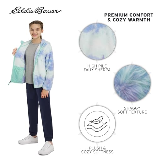 Image of Eddie Bauer Girls' Quest Plush High Pile Faux Sherpa Hooded Jacket